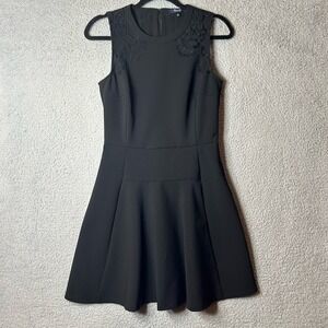 Madewell Dress Womens‎ 2 Black Lace Shoulder Fit & Flare Sleeveless Sheath Dress